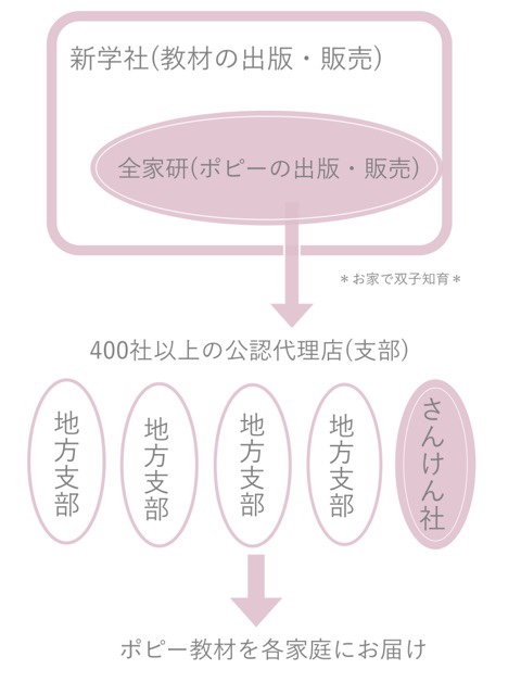 ポピー さんけん社と全家研 新学社 支部の違いを図解 どちらで入会するべき お家で双子知育