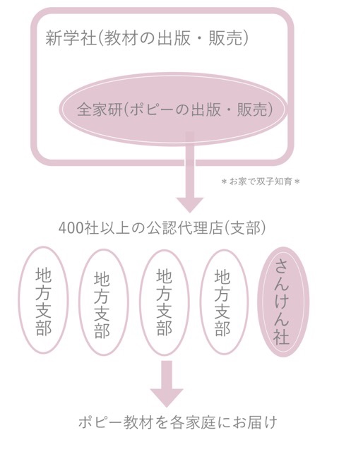 ポピー さんけん社と全家研 新学社 支部の違いを図解 どちらで入会するべき お家で双子知育